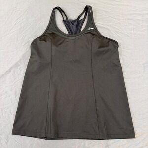 Brooks Womens Black Racerback Running‎ Tank Top Built In Shelf Bra XL 220445